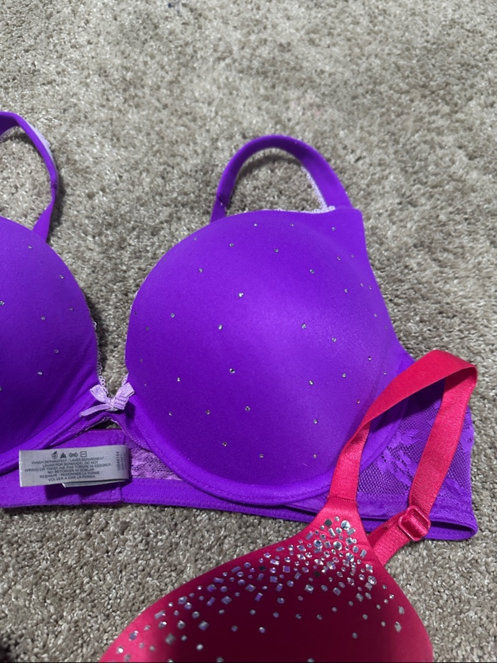 VS Purple and Hot Pink Embellished Push-Up Bras - Picture 5 of 12